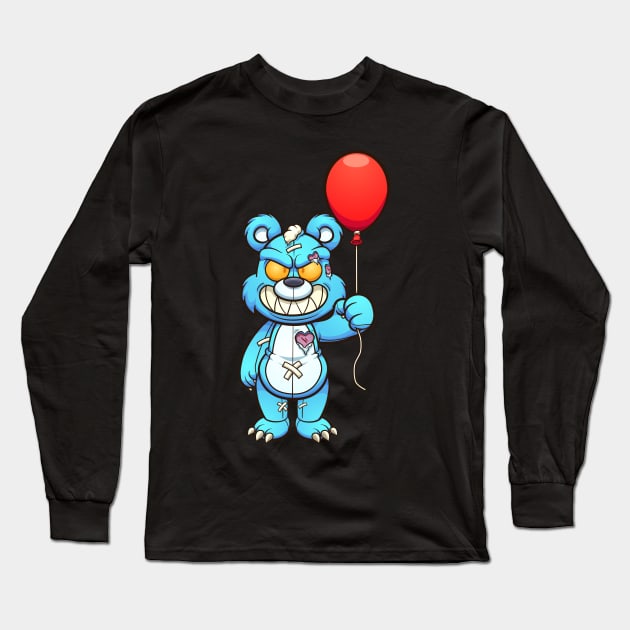 Crazy Clown Teddy Bear Long Sleeve T-Shirt by HUNTINGisLIFE